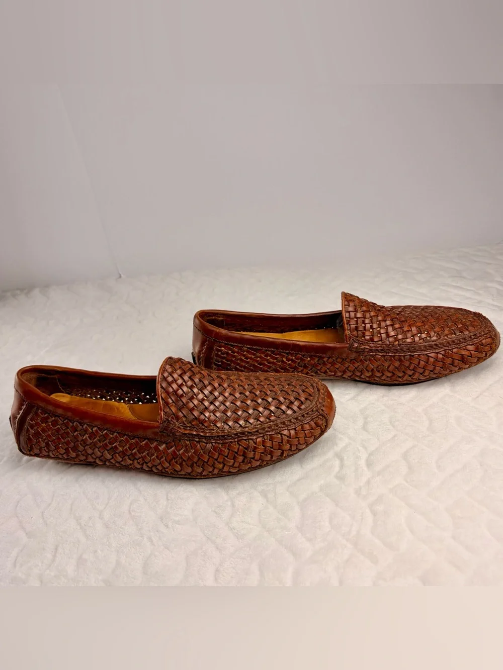VTG 90s Ralph Lauren Leather Woven Loafers Men’s Size 10 Eclectic Grandpa vibe
